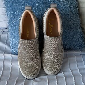 Lulu's Silver Rhinestone Slip-On Sneakers